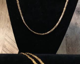 Two Byzantine 14kt Yellow Gold Link Chain Milnor Italy