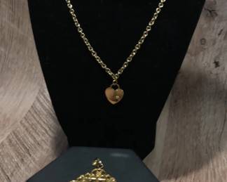 18kt Yellow Gold Heart Charm Necklace Stamped 14kt Gold Milor Italy Filigree Cross Pendant