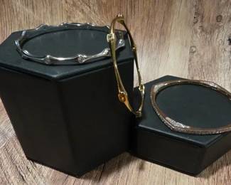 Sonia Britton 925 Bangle Bracelets With CZ Crystal Stone Accents