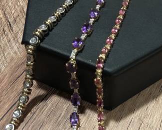 Tennis Bracelets Of Various Stones And Metals See Pictures