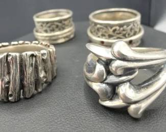 Mignon Faget Signed 925 FENCE Sticks BohoTwo Didae Ornate 925 Israeli Spinner Plus 925 Ring