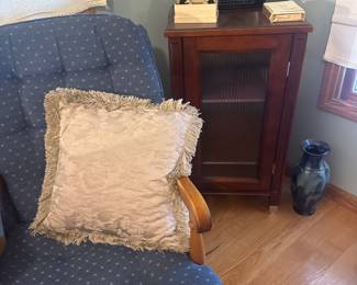 glider rocker with navy blue 