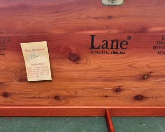 W44 - $75. Lane Cedar Chest. Measures 44" wide x 18" deep x 20" tall. Solid wood - in very good vintage condition!