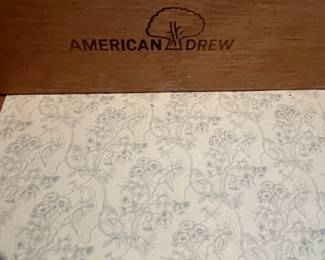 W21 - $175. American Drew Chest of Drawers. 5 drawers all slide easily. Solid Wood. Sturdy & Clean! Measures 36" wide x 19" deep x 46" tall. 