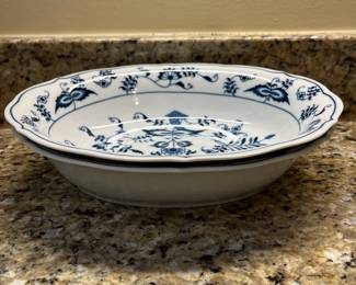 W36 - $100. Blue Danube China. Most have the Rectangle Stamp - some have oval. Coffee Pot, 2 Trivets, 2 oval serving bowls, 12 cups & saucers, 2 cereal bowls, 3 soup bowls, 5 plates, 2 small pitchers, creamer. 