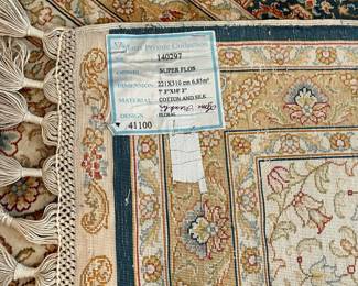 W18 - $1,750. Matis Private Collection Living Room Rug. Cotton & Silk blend. Measures 7'3" x 10'2". Design "Floral". (Owner Paid $12,000.) Beautiful colors and very soft feel!