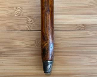 W29 - $30. Silver Plated Handle with straight wooden Cane. 
