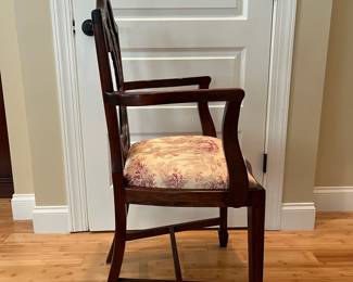 W17 - $65. Single Arm Chair with Upholstered Seat. Measures 21.5" x 19.5" x 40". 