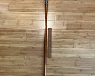 W29 - $30. Silver Plated Handle with straight wooden Cane. 