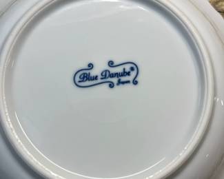 W36 - $100. Blue Danube China. Most have the Rectangle Stamp - some have oval. Coffee Pot, 2 Trivets, 2 oval serving bowls, 12 cups & saucers, 2 cereal bowls, 3 soup bowls, 5 plates, 2 small pitchers, creamer. 