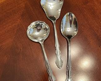 W100 - $85. Oneida Dover 4-5 Place settings with 3 serving utensils. 