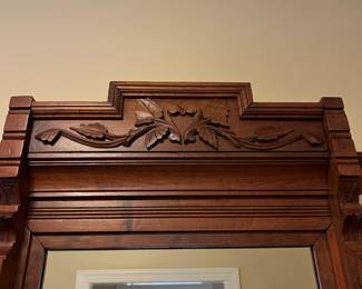 W7 - $125. Antique Carved Mirror Frame - Mirror has been replaced and is in excellent condition! Measures 24" wide x 54" tall. 