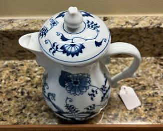W36 - $100. Blue Danube China. Most have the Rectangle Stamp - some have oval. Coffee Pot, 2 Trivets, 2 oval serving bowls, 12 cups & saucers, 2 cereal bowls, 3 soup bowls, 5 plates, 2 small pitchers, creamer. 