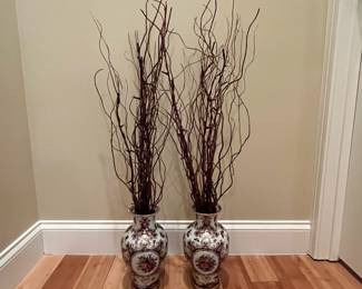 W104 - $25. Pair of Vases and lighted branches. Vase is 10" tall. With branches it is 3' tall. 