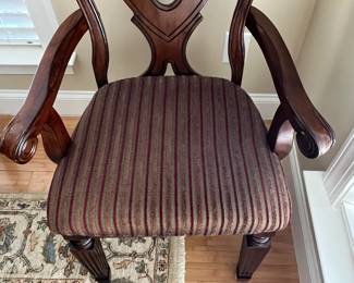 W12 - $300. Ashley Furniture Double Pedestal Table with 6 Chairs. Measures 42" wide x 70" x 30" tall. Has 1 leaf that can add another 18".  2 captains chairs - 4 regular. All sturdy and upholstery is in great condition!
