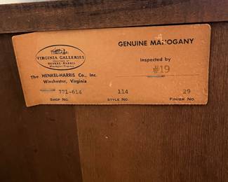 W20 - $175. Henkel-Harris single nightstand / cabinet. Style #114. Single drawer slides easily and doors open to the cabinet with single shelf inside. Measures 24" wide x 16" deep x 25.75" tall. Sturdy and in very good condition!