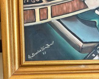 W61 - $75. Vintage Painting of a Violin. Medium/large size Measures 28" x 22". 