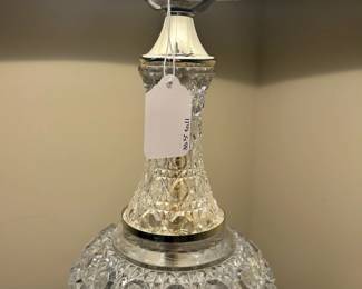 W49 - $30. Crystal Table Lamp. Measures 33.5" tall. Shade is in good condition. 