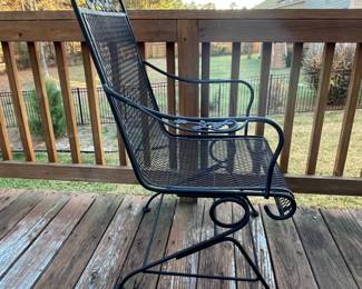 W75 - $150. Round Iron Table with 4 bouncy chairs. Table is 4' across x 29.5" tall. Everything is in very good condition and nothing is rusted through. 