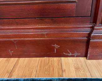 W14 - $50. Large 2 Piece Media Armoire. Measures 47" wide x 26" deep x 80" tall. Base does have some scratches. Moves in 2 pieces! Top & Bottom making it easier to maneuver!