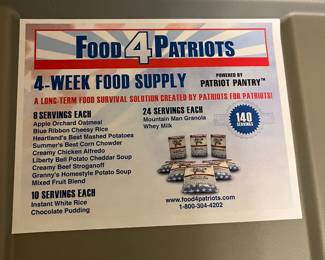 W77 - $50. 2 boxes of Patriot Pantry dried foods. (Manufactured in 2013 - 25 year shelf life)