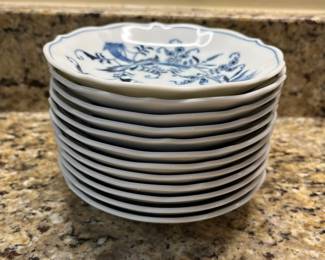 W36 - $100. Blue Danube China. Most have the Rectangle Stamp - some have oval. Coffee Pot, 2 Trivets, 2 oval serving bowls, 12 cups & saucers, 2 cereal bowls, 3 soup bowls, 5 plates, 2 small pitchers, creamer. 