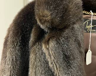 C1 - $250. Tyber by St. John Made in France. FAUX Fur full length coat. Pit to pit flat across measures 24/25". Length 51". Fits Medium / Large. 
