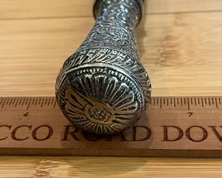 W29 - $30. Silver Plated Handle with straight wooden Cane. 
