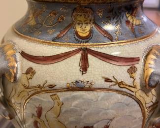 W80 - $40. Large Hand Painted Vase. Measures 12" at the widest point x 12" tall. Opening is 5.25". 