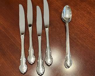 W101 - $65. Oneida Community Tennyson Stainless. 4-5 Piece Place Settings. 6 Ice Tea Spoons. 3 Serving Pieces. 