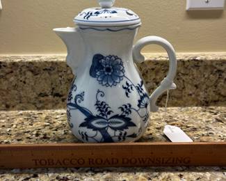 W36 - $100. Blue Danube China. Most have the Rectangle Stamp - some have oval. Coffee Pot, 2 Trivets, 2 oval serving bowls, 12 cups & saucers, 2 cereal bowls, 3 soup bowls, 5 plates, 2 small pitchers, creamer. 