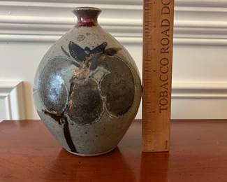 W67 - $100. PAIR Hoyt Childers Pottery Vases. Tall one measures 13"  shorter is 7" tall. 