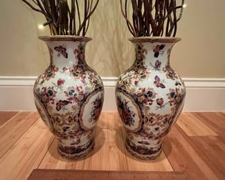 W104 - $25. Pair of Vases and lighted branches. Vase is 10" tall. With branches it is 3' tall. 