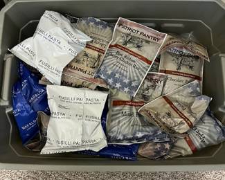 W77 - $50. 2 boxes of Patriot Pantry dried foods. (Manufactured in 2013 - 25 year shelf life)