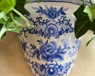 W35 - $25. PAIR of Wall Pockets with faux ivy. Measures 13" wide x 7" out from the wall x 6.5" tall (no plant)