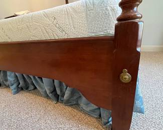 W23 - $300. 4 Poster Bed with Queen Bamboo Mattress. Is currently set up as a queen but it has the holes in the frame to be used as a full size bed if desired. Headboard is 40" tall. Footboard is 22" tall. 4 Posters are 84" tall - they do NOT unscrew to move.  