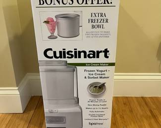 W87 - $30. Cuisinart Ice Cream & Sorbet Maker. Model ICE-21EBWS. Includes original box and extra freezer bowl. 