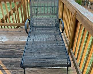W76 - $125. Single Wrought Iron Chaise Lounge Chair. Multi Position back that does lay all the way flat. Has been repainted but overall very good condition! Hs 2 rubber wheels to help move it easier. Heavy! Measures 39.5" wide x 72" long. 