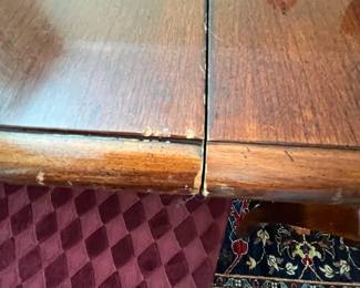 W70 - $350. American Drew Dining Room Table & Chairs. Table + 2 leafs. Table is 44" wide x 64" long. Each Leaf is 15" extra. 2 arm chairs and 4 regular chairs. Table does show some signs of use - see photos. Mostly on the edges of the leaves and table legs. 