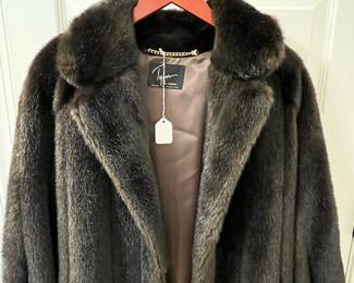 C1 - $250. Tyber by St. John Made in France. FAUX Fur full length coat. Pit to pit flat across measures 24/25". Length 51". Fits Medium / Large. 