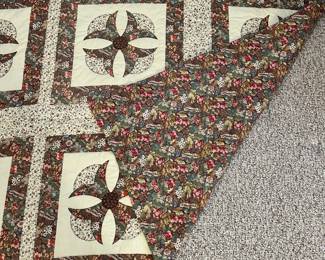 W52 - $15. Vintage Blanket - not hand pieced its printed fabric. Measures 79" x 101". 