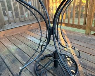 W75 - $150. Round Iron Table with 4 bouncy chairs. Table is 4' across x 29.5" tall. Everything is in very good condition and nothing is rusted through. 