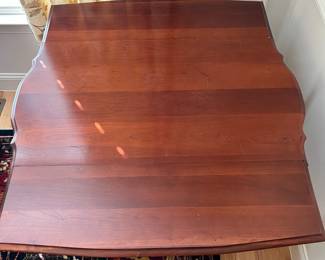 W9 - $125. Solid Wood Tea Cart with single drawer. Measures 33.5" x 19" (35.5" with leaves out) x 28" tall. 2 large wheels & 2 small wheels. Does roll easily. 