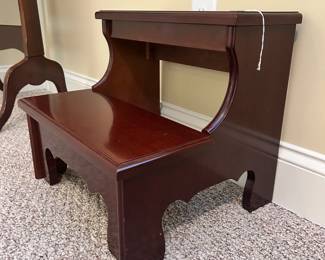 W46 - $30 Each. Bombay Company Step Stool. 1 available. Measures 17.25" wide x 15" deep x 15" tall. (Were used to get into a taller bed.)