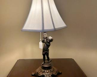 W47 - $30. Metal Table Lamp. Measures 20.25" tall. Shade is in great condition!