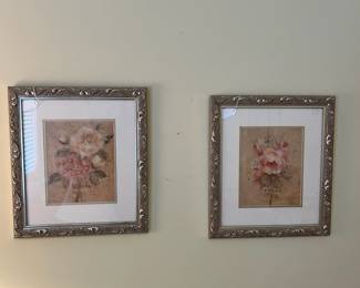 W51 - $10 PAIR of Framed Rose Prints. Measures 15.5" x 17.5" tall. 