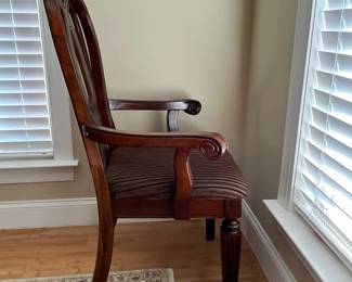 W12 - $300. Ashley Furniture Double Pedestal Table with 6 Chairs. Measures 42" wide x 70" x 30" tall. Has 1 leaf that can add another 18".  2 captains chairs - 4 regular. All sturdy and upholstery is in great condition!