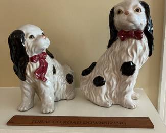 W37 - $50 PAIR of Staffordshire Dogs. 8" & 10" tall. 