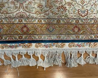 W18 - $1,750. Matis Private Collection Living Room Rug. Cotton & Silk blend. Measures 7'3" x 10'2". Design "Floral". (Owner Paid $12,000.) Beautiful colors and very soft feel!