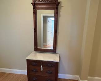W6 - $100. Antique 3 Drawer Chest. W7 - $125. Antique Carved Mirror Frame